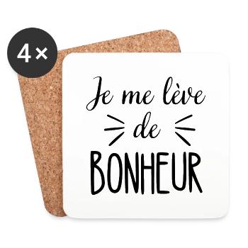 Je me lève de bonheur - Dessous de verre (lot de 4) - blanc - Devant