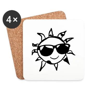 Sonne mit Sonnenbrille Vektor Geschenkidee - Untersetzer (4er-Set) - Weiß - Vorne