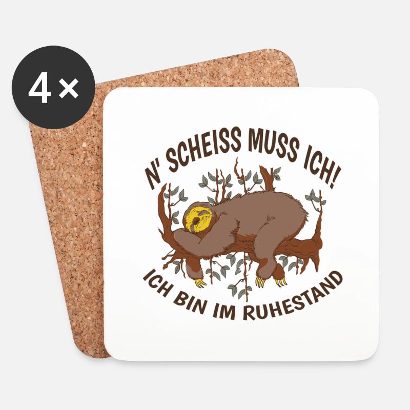 N' Scheiss Muss Ich Ich Bin Im Ruhestand Faultier - Untersetzer (4er-Set) - Weiß