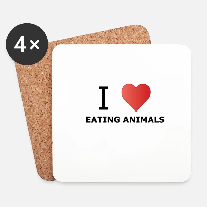 I love eating animals - Untersetzer (4er-Set) - Weiß