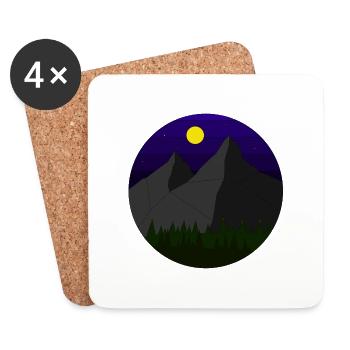 Paysage de montagne (version nocturne) - Dessous de verre (lot de 4) - blanc - Devant