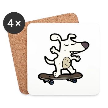 Dog on skateboard - Coasters (set of 4) - white - Front