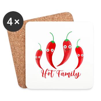 hot family,chilli,familie,hot,gemüse - Untersetzer (4er-Set) - Weiß - Vorne
