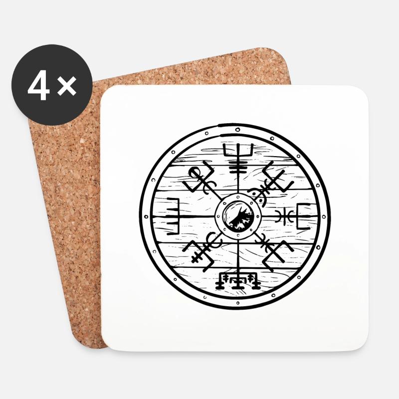 Wikinger Symbol Nordische Zeichen Schild Vegvisir - Untersetzer (4er-Set) - Weiß