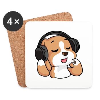 Der singende Beagle - Untersetzer (4er-Set) - Weiß - Vorne