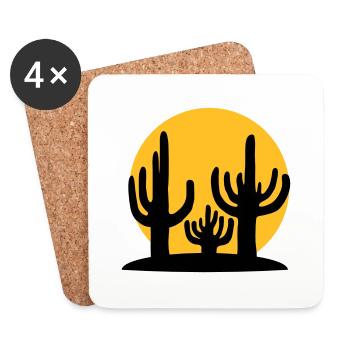 Silhouette Sun 3 Cacti - Coasters (set of 4) - white - Front