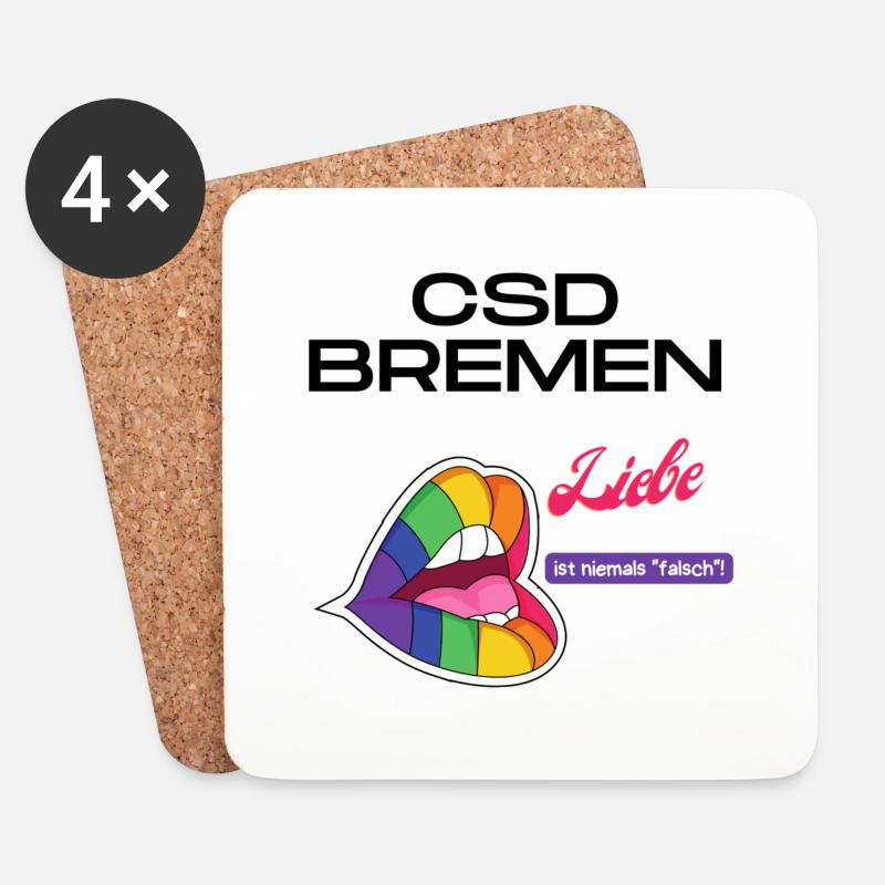 CSD Bremen Shirt Pride - Untersetzer (4er-Set) - Weiß