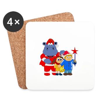 weihnachten christmas hippo geschenk geschenkidee - Untersetzer (4er-Set) - Weiß - Vorne