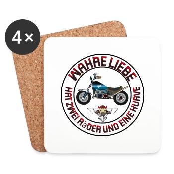 Motorrad Wahre Liebe hat zwei Räder und Kurven - Untersetzer (4er-Set) - Weiß - Vorne