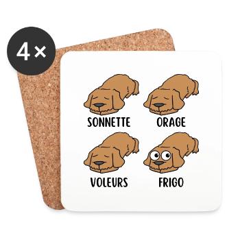 chien de garde - Dessous de verre (lot de 4) - blanc - Devant
