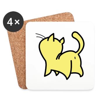 chat jaune - Dessous de verre (lot de 4) - blanc - Devant
