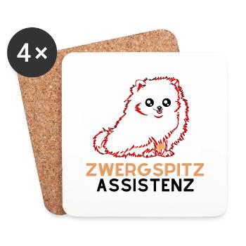 Zwergspitz Assistenz 1 - Untersetzer (4er-Set) - Weiß - Vorne