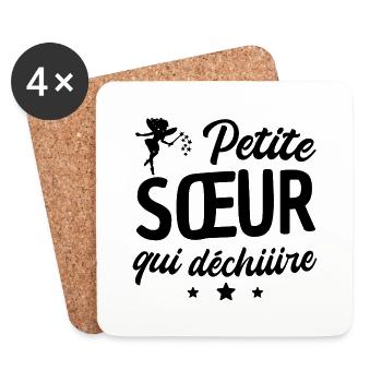 Petite sœur qui déchire - Dessous de verre (lot de 4) - blanc - Devant