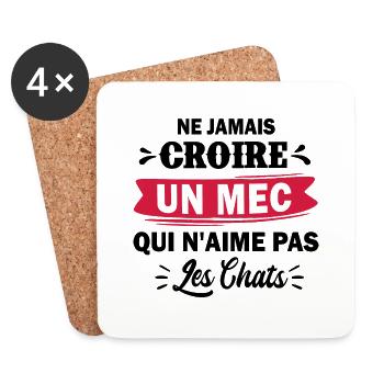 humour chat / chat domestique / humour femme - Dessous de verre (lot de 4) - blanc - Devant
