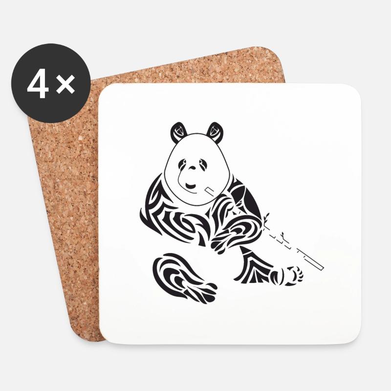 Stammes-Panda - Untersetzer (4er-Set) - Weiß