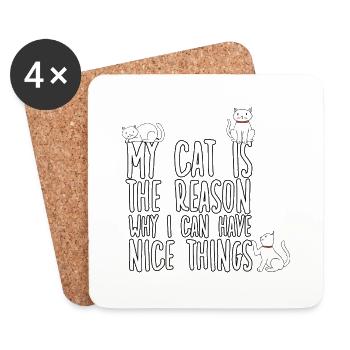 Propriétaire de chat Motif Cats Fan Propriétaire de chat - Dessous de verre (lot de 4) - blanc - Devant