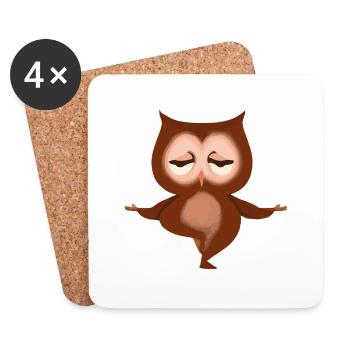 Eule macht Yoga Yogaliebhaber Geschenkidee - Untersetzer (4er-Set) - Weiß - Vorne