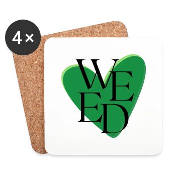 Weed Love, Love Weed - Untersetzer (4er-Set) - Weiß - Vorne