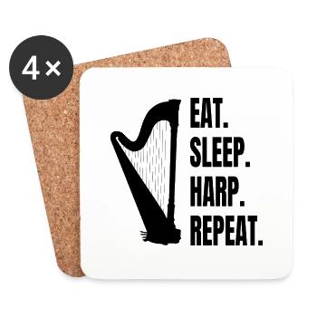 Joueur de harpe Musique de harpe Instrument de professeur de harpe - Dessous de verre (lot de 4) - blanc - Devant
