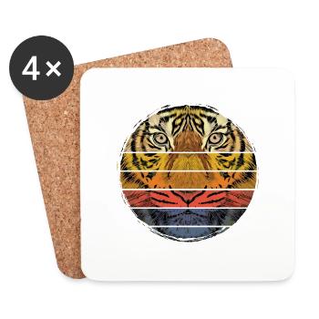 Tiger Animal Predator Wild Wilderness Vintage Retro - Coasters (set of 4) - white - Front