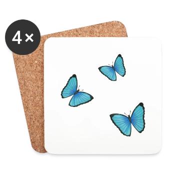 blue butterflies - Coasters (set of 4) - white - Front