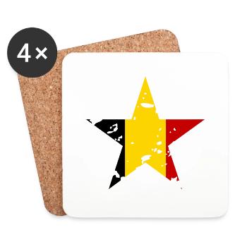 Drapeau Belgique Étoile - Dessous de verre (lot de 4) - blanc - Devant