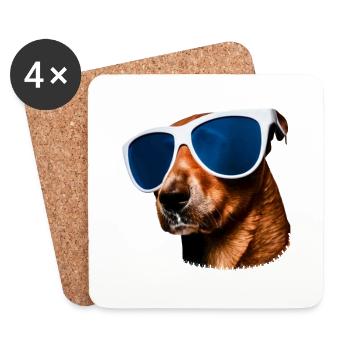Dog with sunglasses Dog lover Dog owner - Coasters (set of 4) - white - Front