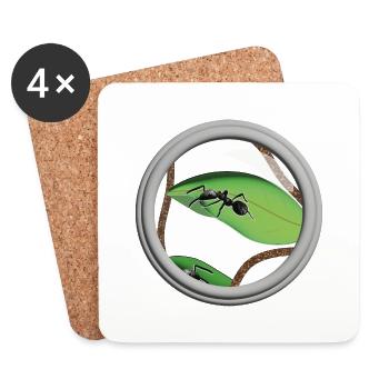 Une fourmis sous la loupe - Dessous de verre (lot de 4) - blanc - Devant