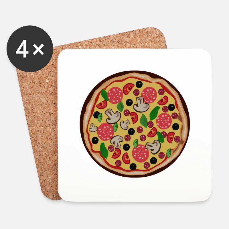 Pizza - Untersetzer (4er-Set) - Weiß