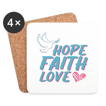 ESPÉRANCE FOI AMOUR - Dessous de verre (lot de 4) - blanc - Devant