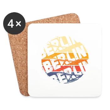 Berlin Germany City Vintage Retro Skyline - Coasters (set of 4) - white - Front