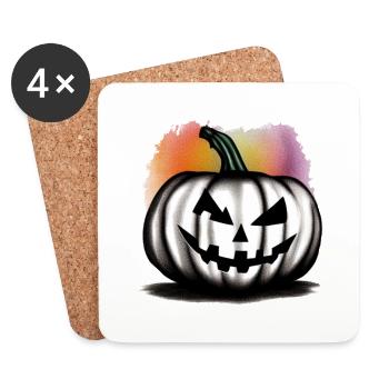 Halloween Spooky Pumpkin Lantern 19 - Coasters (set of 4) - white - Front