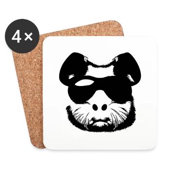 Guinea pig cool sunglasses funny vector 5 - Coasters (set of 4) - white - Front