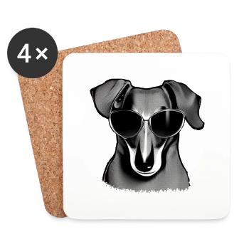 Chiens teckels avec lunettes de soleil motif cool 1 - Dessous de verre (lot de 4) - blanc - Devant