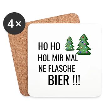 Ho HO HOL MIR MAL NE FLASCHE BIER - Untersetzer (4er-Set) - Weiß - Vorne