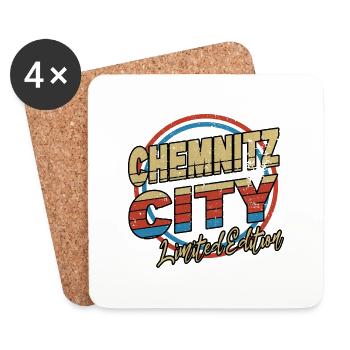 Chemnitz Germany City Font 80s style - Coasters (set of 4) - white - Front