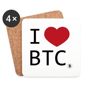 I love Bitcoin - Dessous de verre (lot de 4) - blanc - Devant