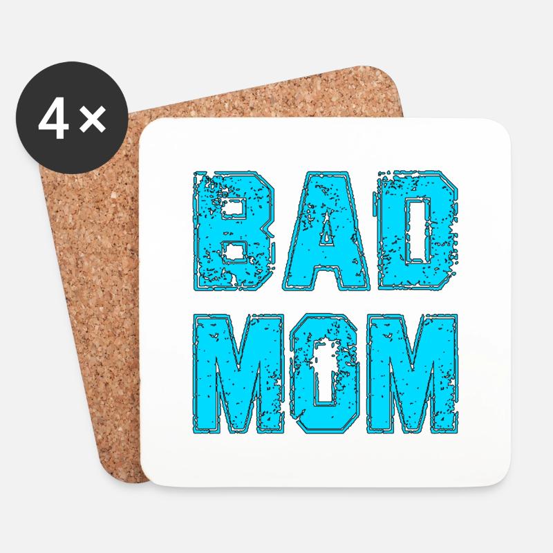 BAD MOM - Untersetzer (4er-Set) - Weiß