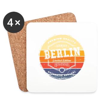 Berlin Germany City Vintage Retro Skyline - Coasters (set of 4) - white - Front