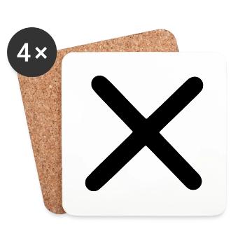 Kreuz Emoji Skizze Zeichnung schwarz - Untersetzer (4er-Set) - Weiß - Vorne