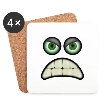 Angry face of a cute creature - Coasters (set of 4) - white - Front