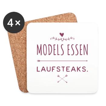MODELS essen Lauf STEAKS +++ Funny and New Design! - Untersetzer (4er-Set) - Weiß - Vorne