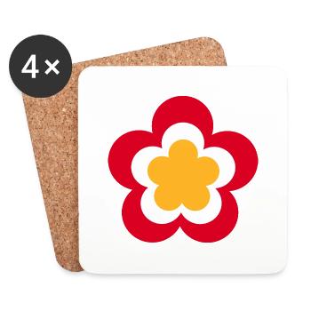 des années 70 motif de fleur - Dessous de verre (lot de 4) - blanc - Devant