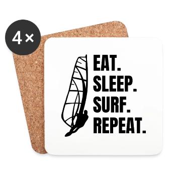 Windsurfer Surf Windsurfing Kitesurfer Cadeau - Dessous de verre (lot de 4) - blanc - Devant