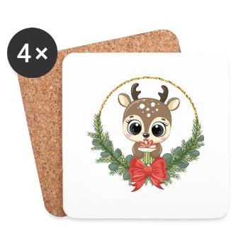sweet reindeer Christmas Rudolf Merry Christmas - Coasters (set of 4) - white - Front