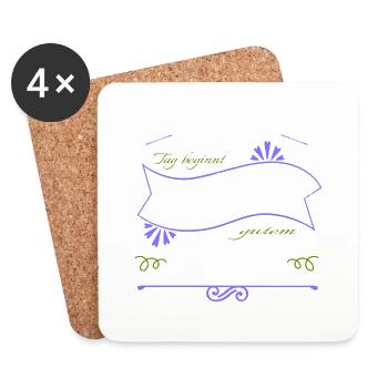 kaffeebecher arbeiten frühstück kaffeetrinker - Untersetzer (4er-Set) - Weiß - Vorne