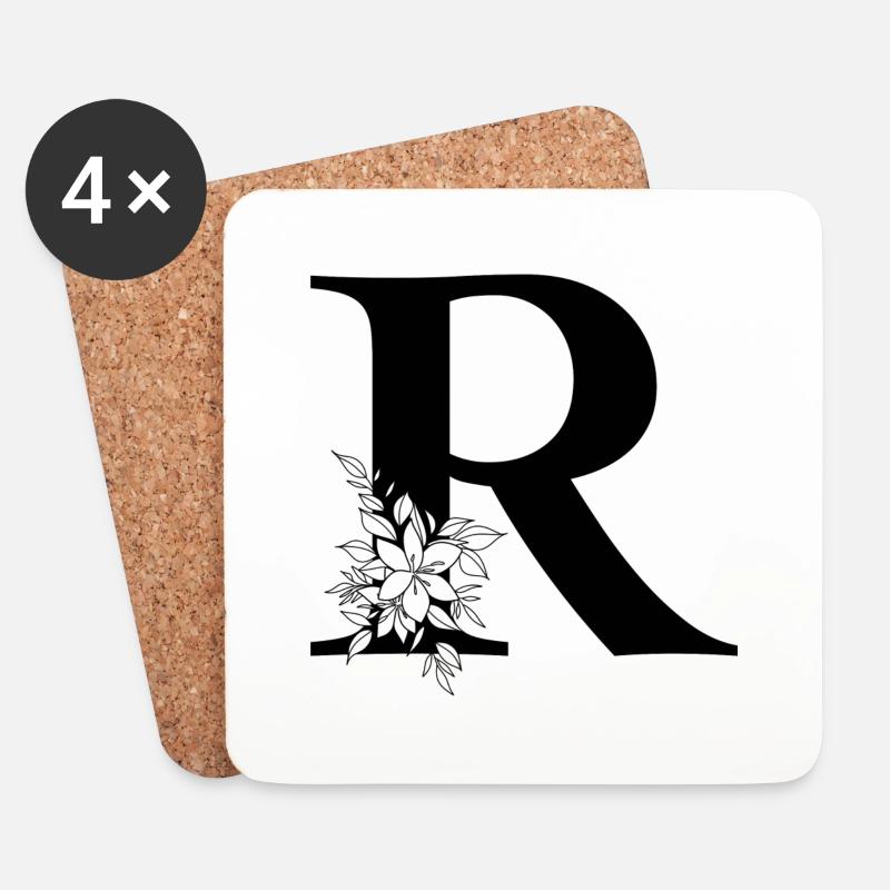 Buchstabe R - Untersetzer (4er-Set) - Weiß