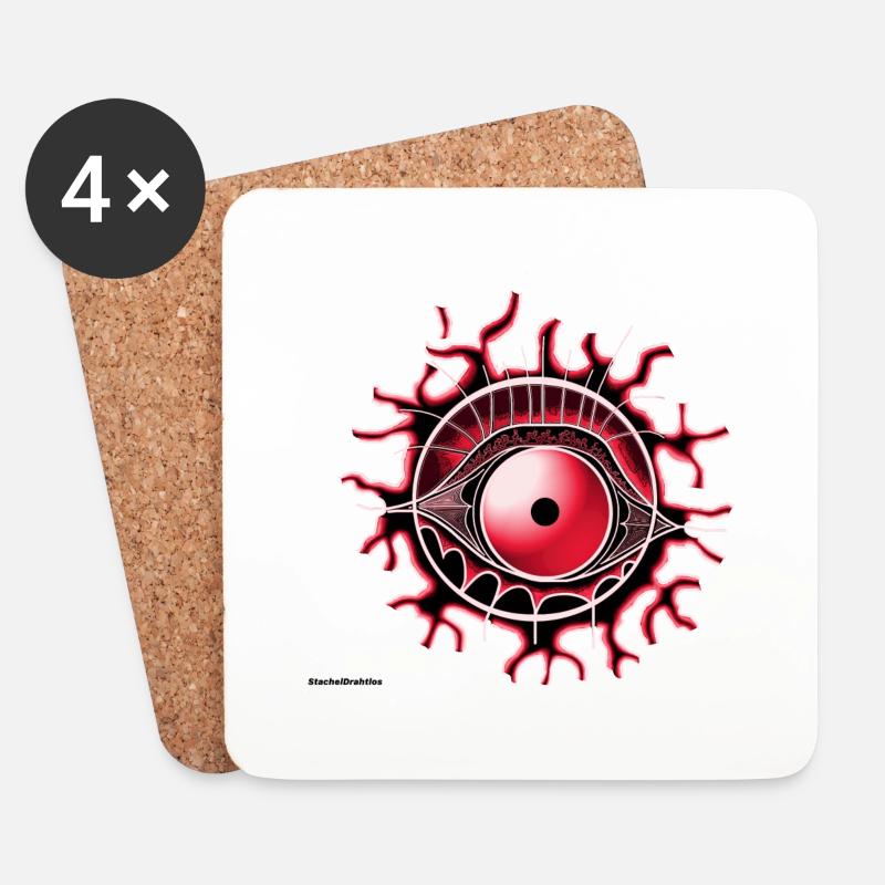 Auge rot - Untersetzer (4er-Set) - Weiß