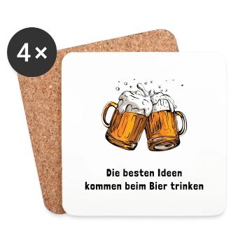 Die besten Ideen kommen beim Bier trinken - Untersetzer (4er-Set) - Weiß - Vorne