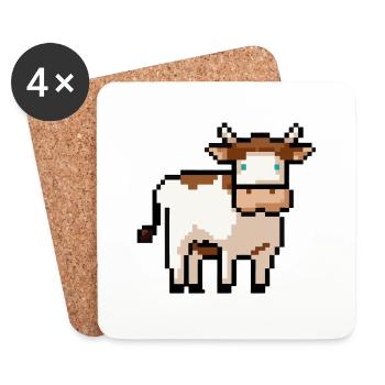 Idée cadeau Cow Pixel Pixel Cow - Dessous de verre (lot de 4) - blanc - Devant